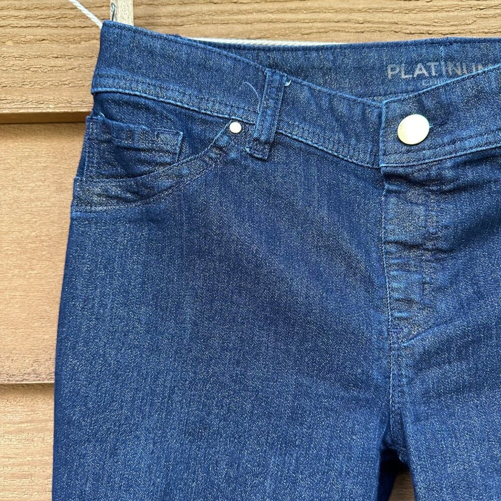 Chico’s Platinum Blue Gold Sparkle Glittery Jeggings Size 00 - Picture 7 of 13